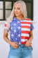 Stripe American Flag Print Distressed Crew Neck T Shirt