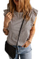 Gray Crew Neck Ruffled Striped Tank Top