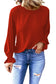 Red Crew Neck Ruffle Bubble Sleeve Top