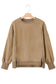 Dark Khaki Fuzzy Sherpa Splicing Pullover Sweatshirt with Side Slit