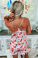 Multicolour Floral V Neck Cami Top and Ruffled Shorts Lounge Set