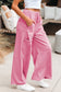 Black Mineral Wash Exposed Seam Drawstring High Waist Wide Leg Cargo Pants