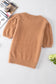 Light French Beige Fuzzy Short Sleeve Sweater