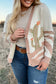 Apricot Western Desert Cactus Print Plus Size Button Cardigan Sweater