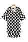 Black Checkered Pattern Tee and Shorts Plus Size Two Piece Set