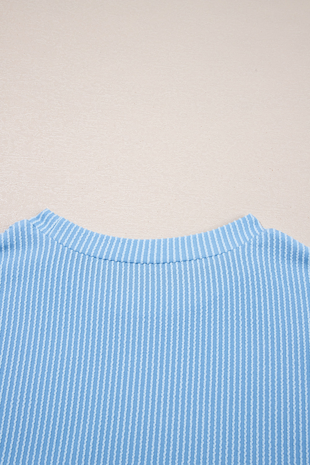 Corded Knit Color Block Pocketed Crew Neck T Shirt