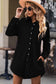 Blue Corduroy Shirt Style Full Button Long Sleeve Shift Mini Dress