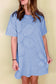 Mint Green Mineral Wash Flower Patchwork Mini T Shirt Dress