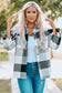 Gray Plaid Color Block Buttoned Long Sleeve Jacket with Pocket