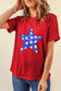 Red Sequin Star Graphic Crewneck T Shirt