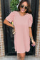 Parchment Corded Knit Crew Neck Puff Sleeve Shift Mini Dress