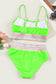 Green Striped Patchwork Spaghetti Strap High Waist Bikini Swimsuit