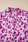 Khaki Leopard Print Buttoned Front 3/4 Sleeve Tiered Ruffled Hem Dress