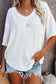 Purple Exposed Seam Half Sleeve Knitted V Neck Textured Top