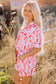 Pink Western Cowgirl Boots Printed Shirt Ruffled Shorts Pajama Set