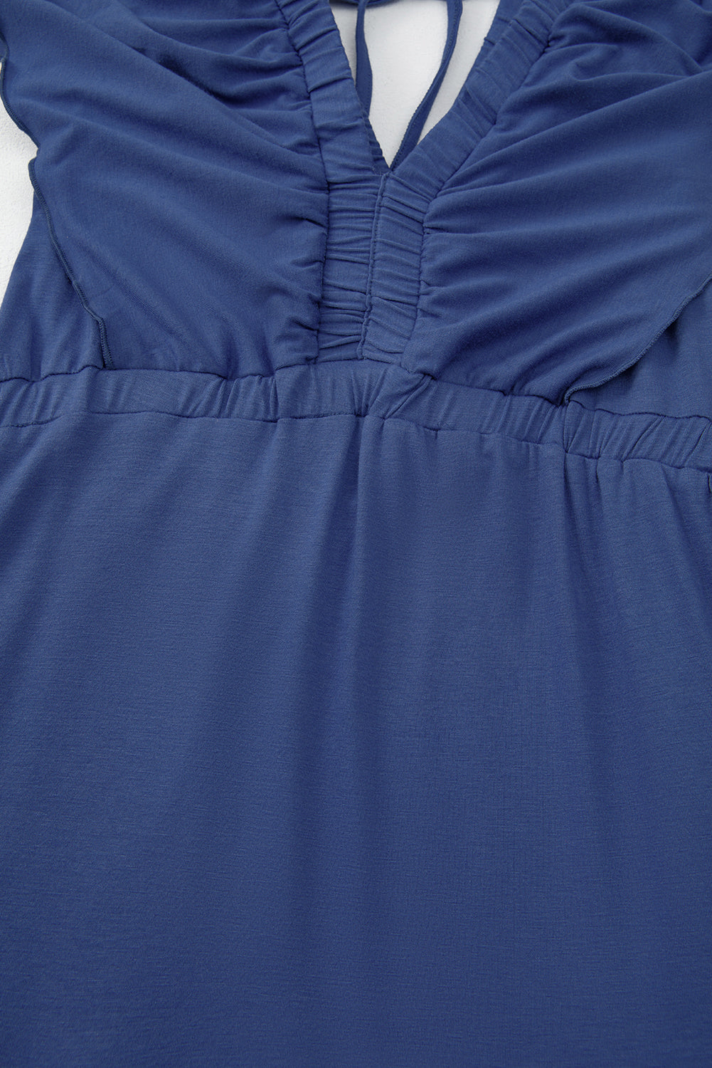 Textured V Neck Flutter Sleeve Ruffled Maxi Dress