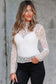 White Sheer Floral Lace Long Sleeve Slim Fit Top