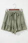 Laurel Green Textured Tie Waist Ruffle Hem Shorts