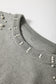 Evergreen Pearled Drop Shoulder Round Neck Sweater