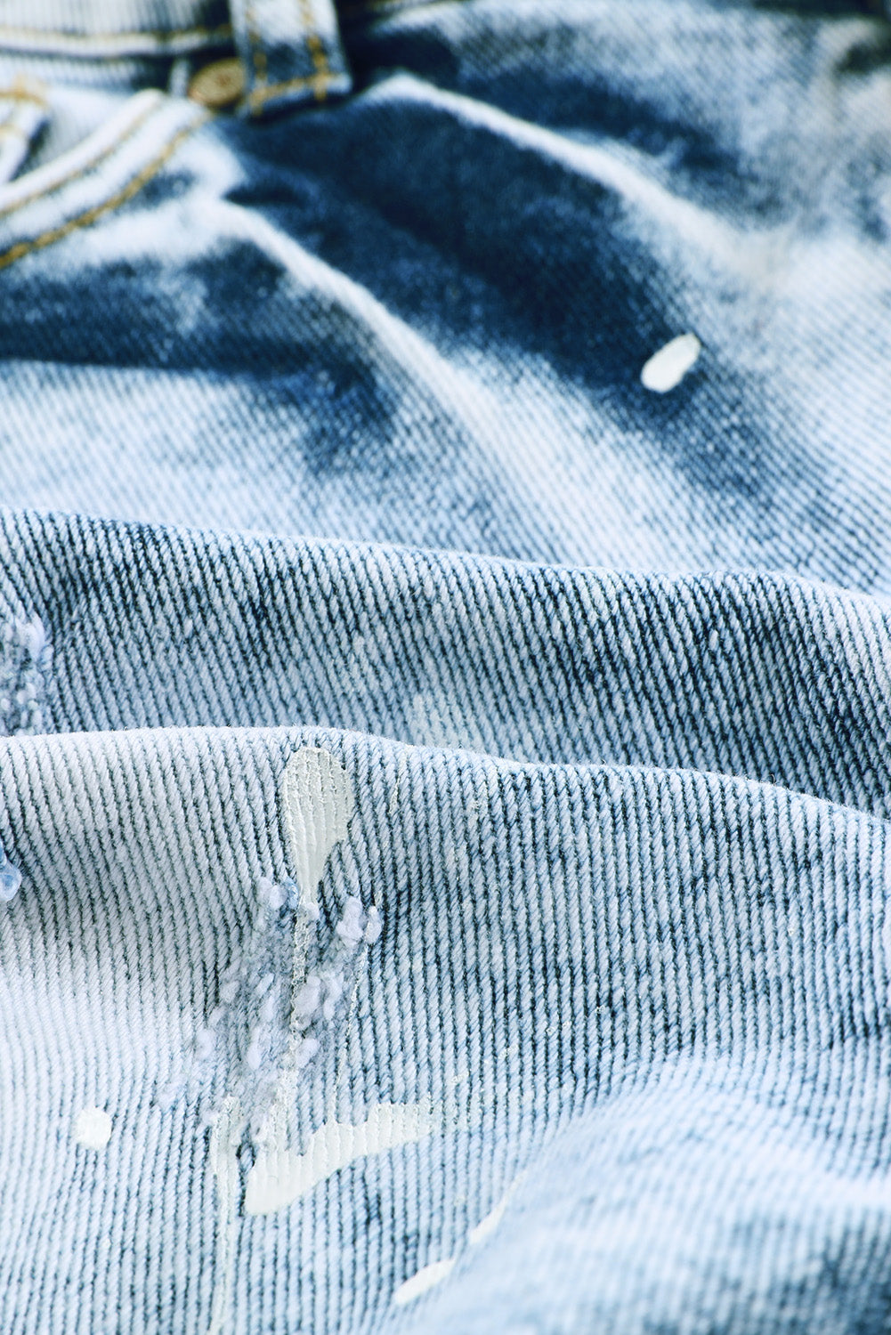 Sky Blue Distressed Bleached Denim Shorts