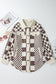 Brown Checkered Print Patchwork Corduroy Shacket