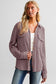 Purple Button Flap Pocket Ribbed Knit Shacket