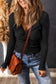 Orange Textured Twist Front V Neck Long Sleeve Slim Solid Color Top
