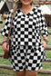 Black Checkered Pattern Tee and Shorts Plus Size Two Piece Set