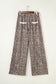 Khaki Animal Print Wide Leg Terry Knit Pants
