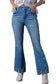 Sky Blue Slight Distressed Medium Wash Flare Jeans