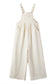 Beige Checkered Pocketed High Waist Wide Leg Overall