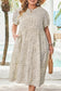 Beige Plus Size Leopard Print Frill Trim Short Sleeve Flared Dress