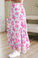 Black Boho Floral High Waist Ruffle Split Maxi Skirt