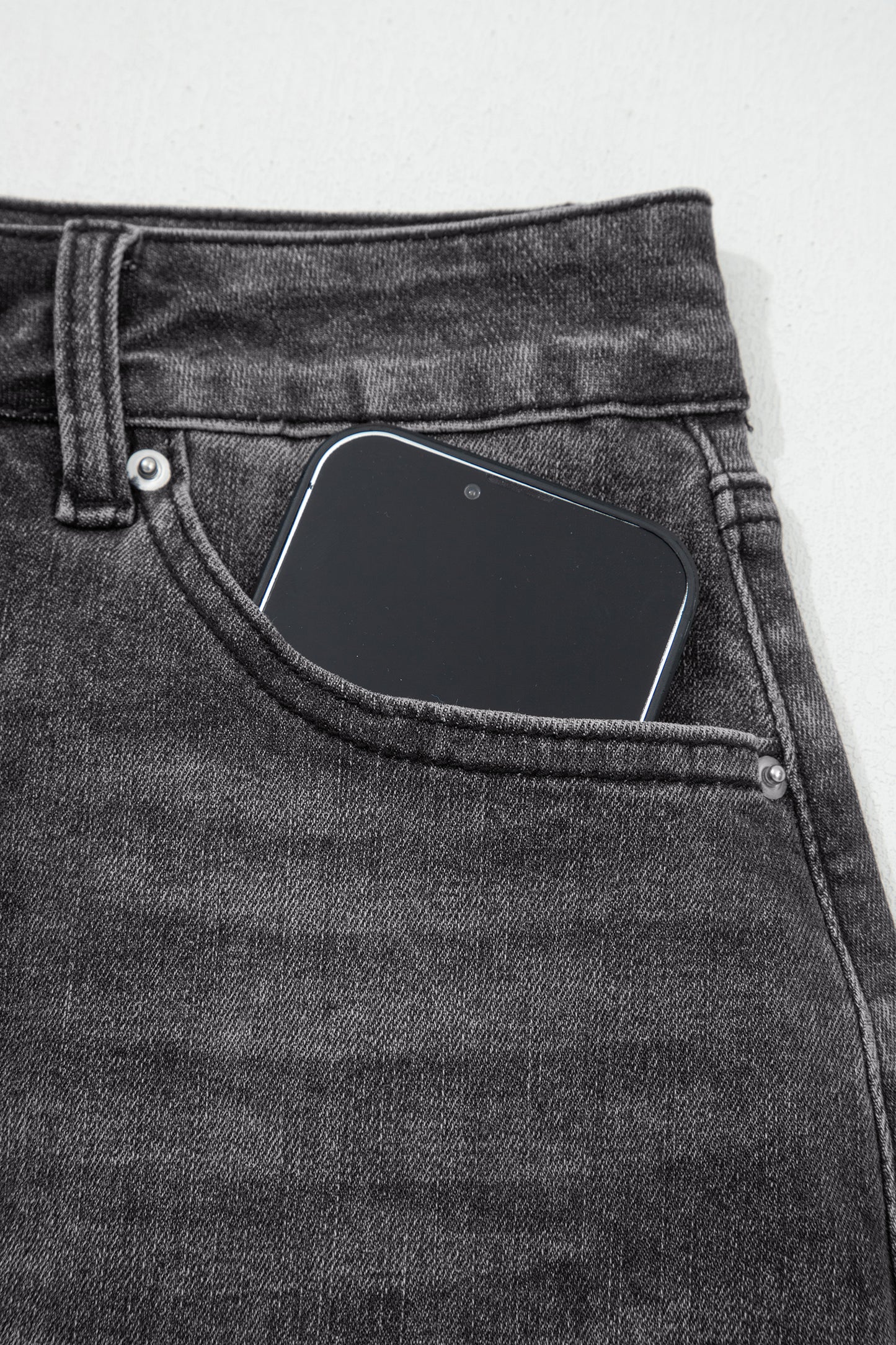 Sail Blue Dearlove Irregular Distressed Bottom Denim Midi Skirt