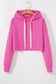 Black Solid Drop Shoulder Drawstring Cropped Hoodie