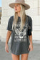 Gray Guitar Graphic Print Oversized T Shirt