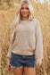 Parchment Mixed Texture Patchwork Knitted Puff Sleeve Sweater