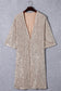 Apricot Sequin 3/4 Sleeve Open Front Duster Kimono