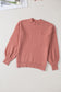 Solid Color Puffy Sleeve Pocketed Sweater