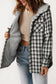 Black Plaid Pattern Sherpa Lined Hooded Shacket