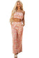 Pink Boho Floral Bandeau Top and High Waist Wide Leg Pants Set