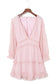 Pink Layered Ruffled Open Back Puff Sleeve Swiss Dot Mini Dress