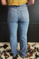 Dusk Blue 2 Button High Waist Piping Trim Bootcut Jeans