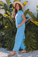 Smoke Gray Solid Corded Knit Short Sleeve T Shirt and Wide Leg Pants Set