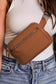 Camel Minimalist Multi-zipped Crossbody Bag