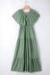Textured V Neck Flutter Sleeve Ruffled Maxi Dress