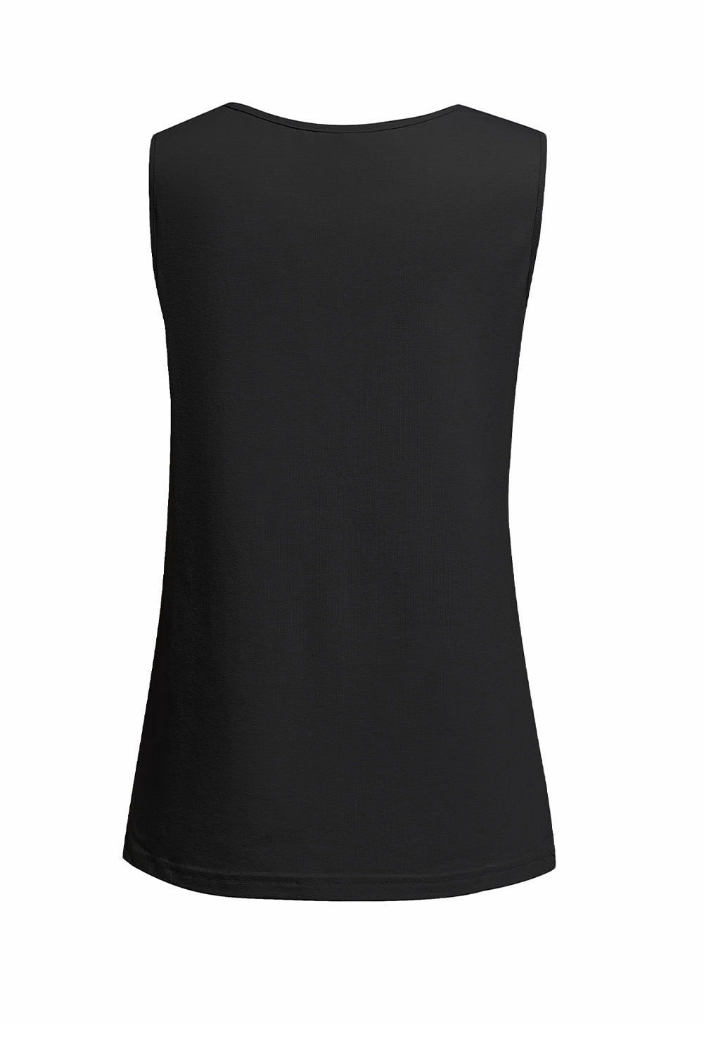 Black Solid Slim-fit V Neck Tank Top