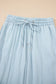 Beau Blue Light Wash Contrast Trim Center Seam Drawstring High Waist Wide Leg Denim Pants