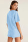 Mint Green V Neck Drop Shoulder Tee and Patchwork Drawstring Shorts Set