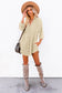 Blue Corduroy Shirt Style Full Button Long Sleeve Shift Mini Dress